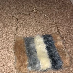 Multi colored fur purse WORN ONCE !!!!